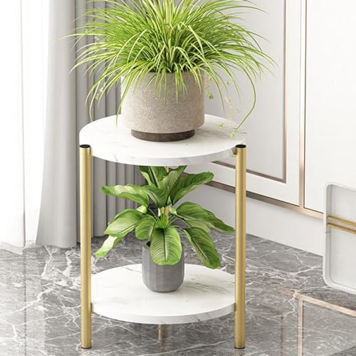 Modern Light Luxury 2 Tier Plant Stand Indoor Outdoor Tall Corner Plant Display Stand Heavy Duty Metal Flower Stand, Round Rustproof Flower Pot Holder For Garden Patio Balcony Living Room