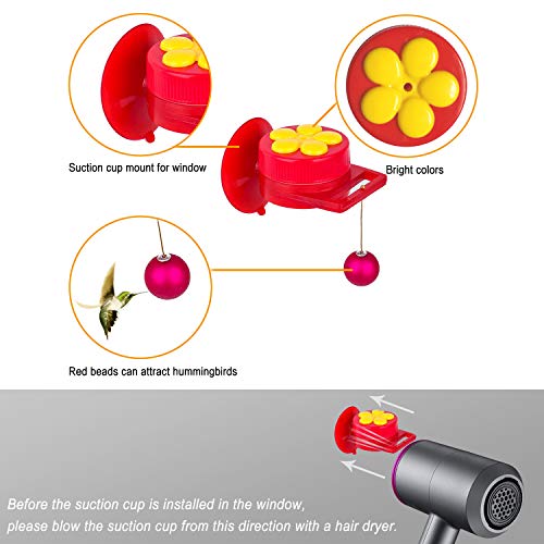 Naomo Handheld Hummingbird Feeders, Hand Feeders Suction Cup with Perches for Outdoors, Multifunctional Kit Includes Cleaning Brush (4 Pack)