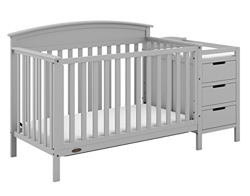 Graco Benton 5-in-1 Convertible Crib and Changer (Pebble Gray) – Crib and Changing Table Combo, Includes Water-Resistant Changing Pad, 3 Drawers, Converts to Toddler Bed, Daybed and Full-Size Bed
