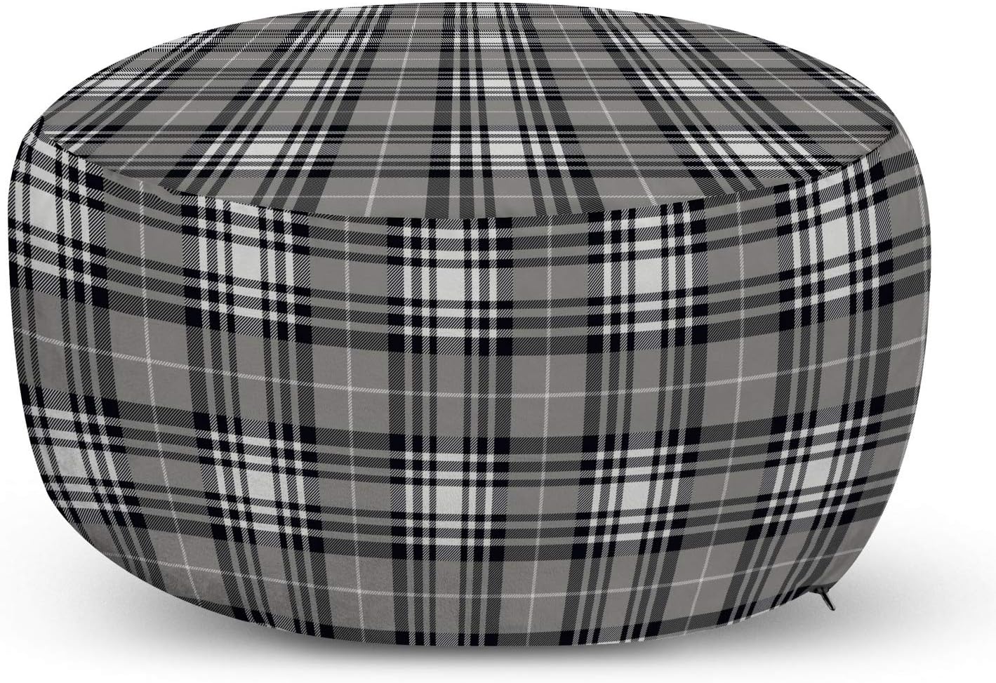 Ambesonne Checkered Pouf Cover with Zipper, Old Fashioned Plaid Tartan in Dark Colors Classic English Tile Symmetrical, Soft Decorative Fabric Unstuffed Case, 30