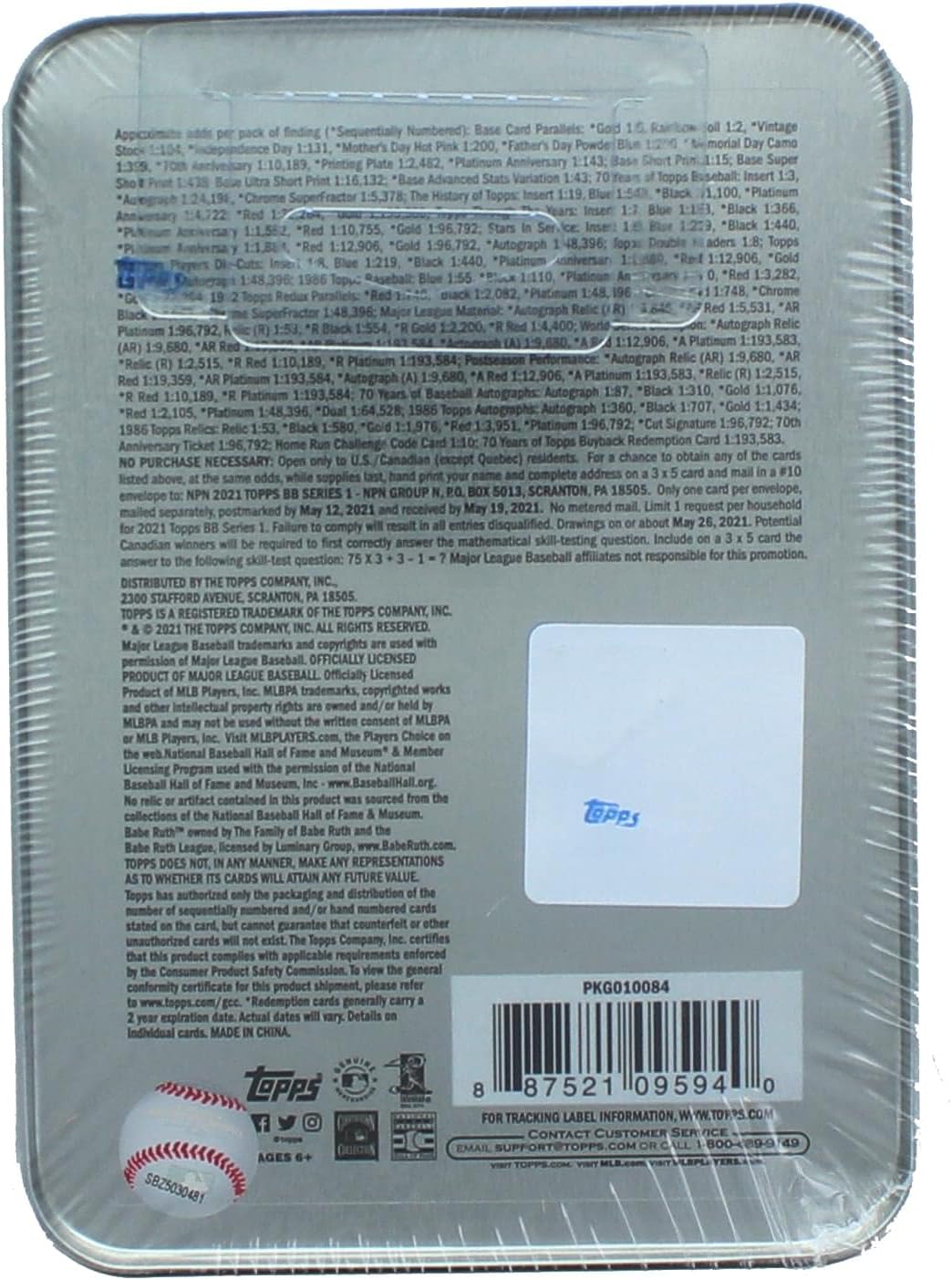 2021 Topps Series 1 Baseball Tin: 75 Cards