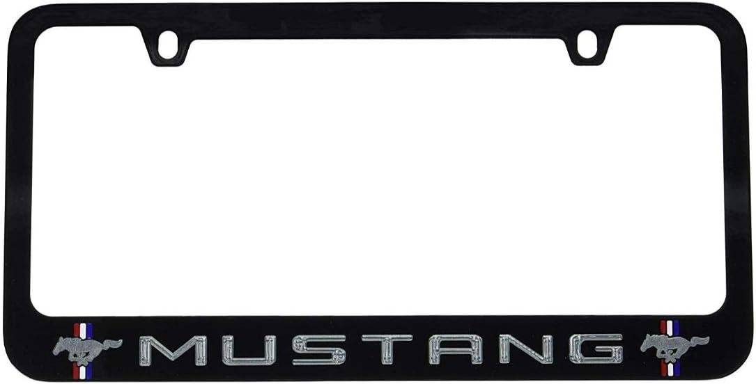 CarBeyondStore Ford Mustang Logo Black Metal Auto License Plate Frame