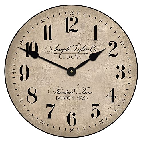 The Big Clock Store Barnwood Tan Wall Clock | Handcrafted in USA | Silent Non-Ticking Mechanism | Beautiful Color | Rustic Decor for Living Room | Battery Operated (24-Inch)