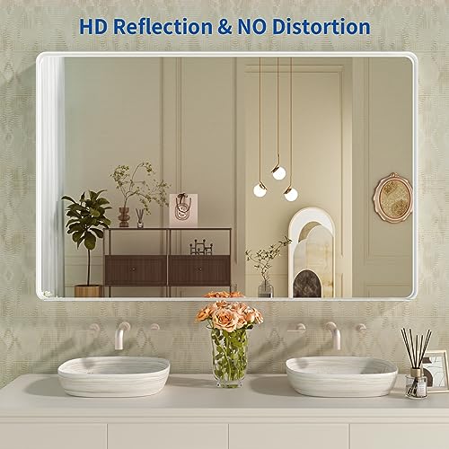 WEER Black Bathroom Mirror for Wall 28X36 Inch, Rectangular Black Metal Framed Vanity Mirror, Farmhouse Bathroom Mirror with Tempered Glass, Rounded Corner, Anti-Rust (Horizontal/Vertical)