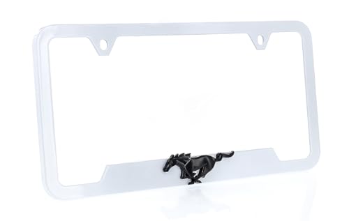 Ford Mustang Plastic License Plate Frame Tag Holder with 3D Emblem
