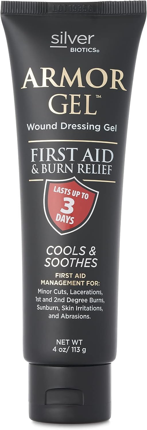 Silver Biotics Armor Gel Wound Dressing Gel | First Aid + Burn Relief | 24 ppm SilverSol Ag₄O₄ Technology | 4 oz