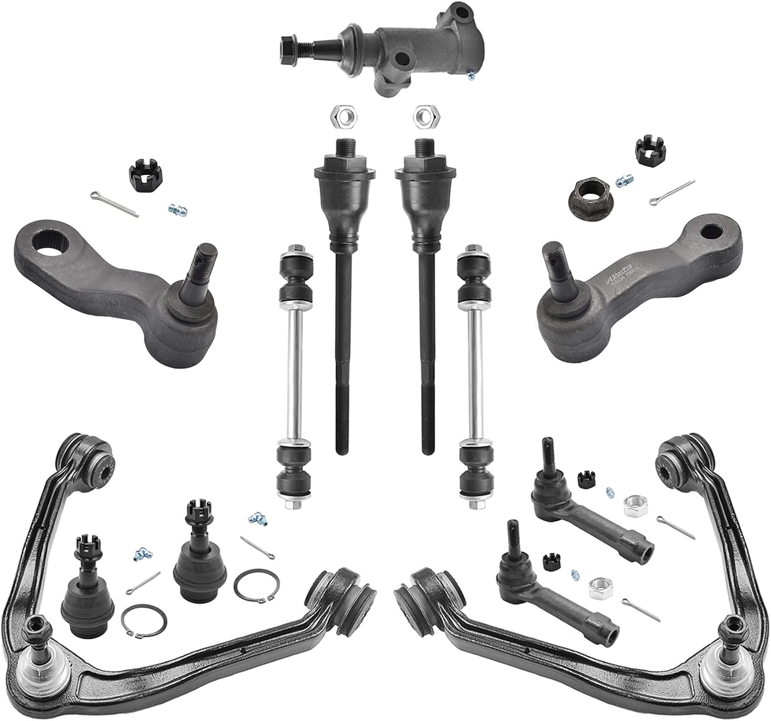 ASTARPRO 13pc Front Suspension Kit(4WD) - Upper Control Arms With Lower Ball Joints Sway Bar Links Tie Rod Ends Pitman arm Idler Arm Compatible with Chevy Silerado Sierra Avalanche 1500 Tahoe
