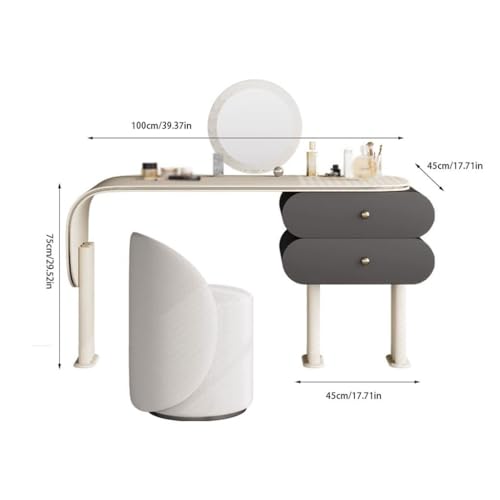 Penteadeira Plate Dressing Table Bedroom Modern Storage Cabinet Integrated Dressing Table Small Apartment Dressing Table with Makeup Mirror Dressing Table(S100cm)