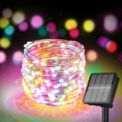 Solar String Lights for Outside, 72Ft 200 LED Solar Fairy Lights with 8 Modes, Solar Powered Fairy Lights Waterproof for Waterproof for Christmas Tree Garden Party Wedding Decor.（Purple）