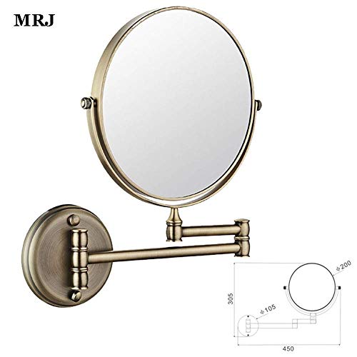 Bathroom Mirror Wall Mounted Makeup Mirror 8-inch Two-Sided Swivel Wall Mounted Mirror Extending Folding Bathroom Shaving Cosmetic Make Up Mirror- 5X Magnification
