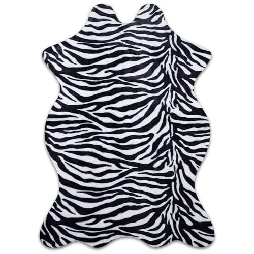 Cow Print Rug,4.6x5.2 Feet Faux Cowhide Rug Cute Area Rug Fun Western Room Decor Cow Rugs for Living Room Bedroom Non-Slip,Black (62 inches x 55 inches)