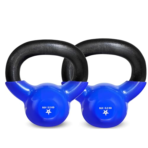 Yes4All Kettlebell Vinyl Coated Cast Iron – Great for Dumbbell Weights Exercises, Full Body Workout Equipment Push up, Grip Strength and Strength Training, PVC