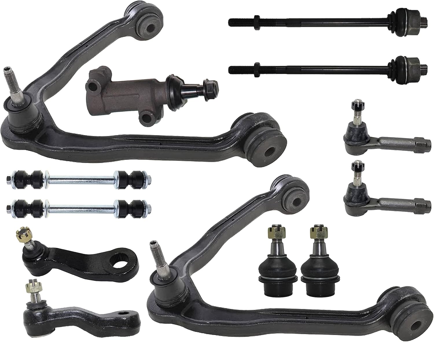 13 Pc Steering & Suspension Kit Control Arms, Lower Ball Joints, Idler & Pitman Arms, Tie Rod Ends, Sway Bar Links Fits Cadillac Escalade/Chevrolet Avalanche 1500 / Silverado/
