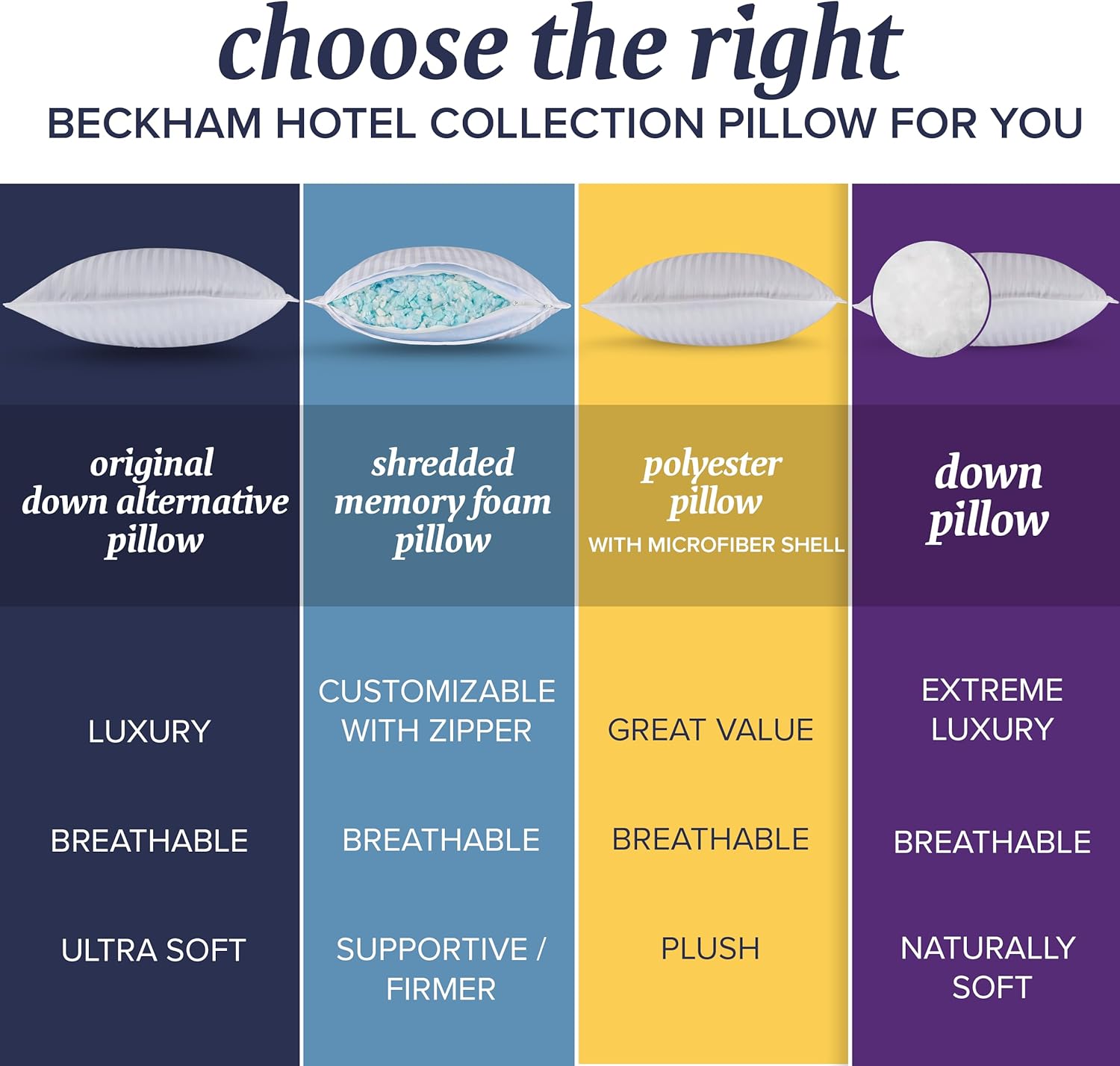 King Size Bed Pillows Set of 2 - Down Pillow for Sleeping - Back, Stomach or Side Sleepers