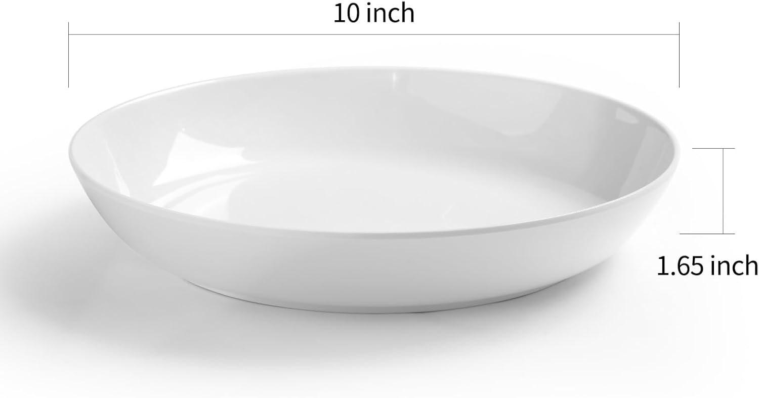 Melamine salad Bowls Set - 46 oz/10 inch 100% Melamine Soup/Salad Bowls | set of 6, White， BPA Free,snack