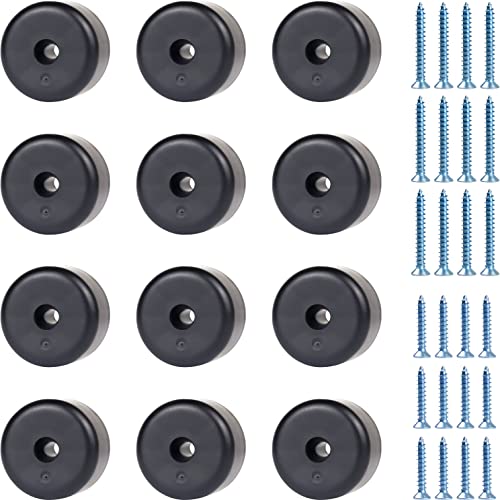 Furniture Legs Round 12 PCS Furniture Feet Black Plastic Chair Feet Protectors Ø 40 x H 25 mm Sofa Feet Couch Feet Replacement with 24 PCS Screws