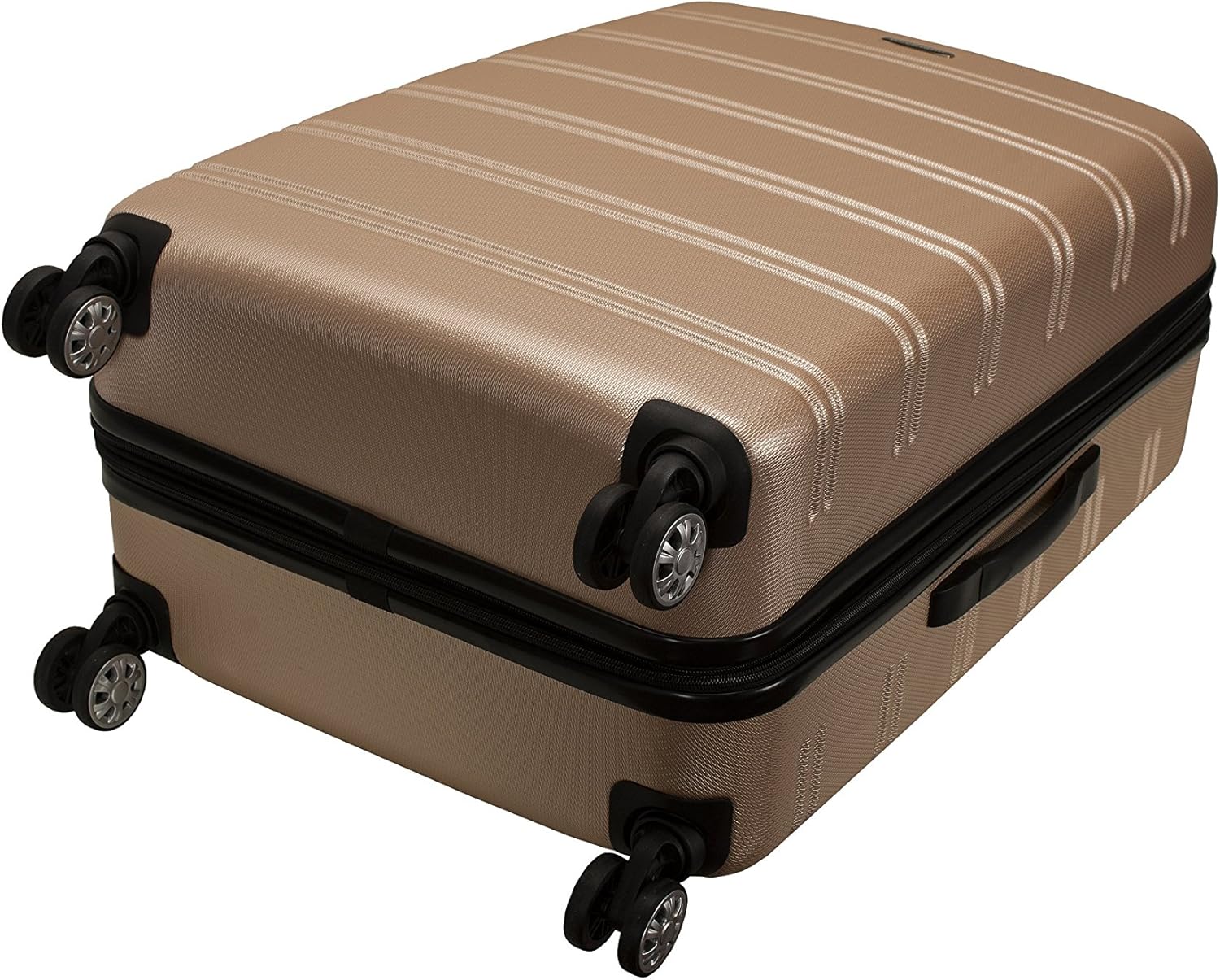 Rockland Melbourne Hardside Expandable Spinner Wheel Luggage, Champagne, Checked Large 28