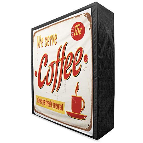 Ambesonne Retro Portable Fabric Wardrobe, Tin Rusty Faded Fresh Brewed Coffee Print from Old Days Fifties Style Art Work, Clothing Organizer and Storage Closet with Shelves, 59