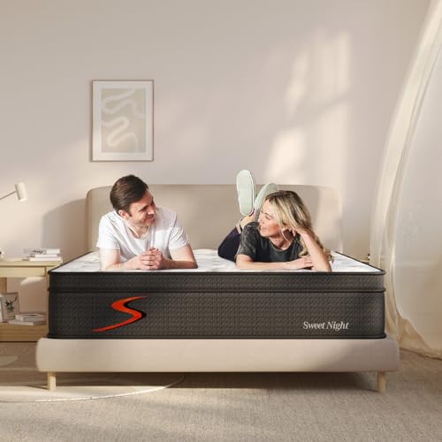 Sweetnight Queen Size Mattress in a Box - 10 Inch Pillow Top Queen Mattress, Gel Memory Foam Hybrid Mattress with Individually Pocketed Springs for Support & Comfort Sleep, Siesta,Black