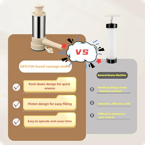 High quality home sausage stuffers, homemade sausage making tool - Kitchen enema machine Fast sausage filling, 4 stuffing tubes (2.2 lb sausage stuffer)