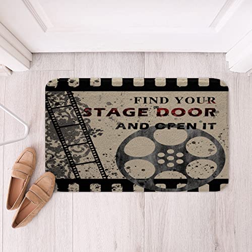 Vintage Cinema Movie Theater Btah Rugs for Shower Tub Cinema Poster Design Bathroom Rugs for Rustic Wooden Old Fashion Home Decor Chair Bath Mats for Bathroom 20
