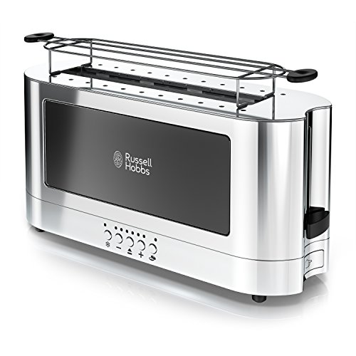 Russell Hobbs TRL9300GYR 2-Slice Glass Accent Long Toaster, Silver & Stainless Steel
