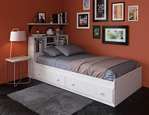 Palace Imports 100% Solid Wood Kansas Twin Bookcase Headboard, Java Color, 36”H x 43.5”W x 9”D, 1 Shelf Included. Twin Mate’s Bed Sold Separately. Requires Assembly