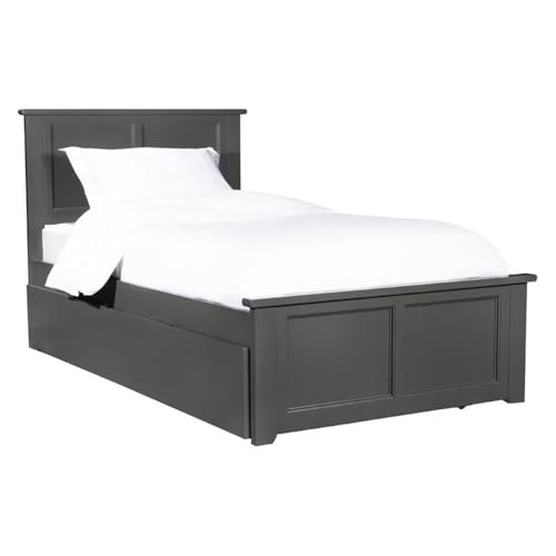 AFI Madison Twin Platform Bed with Matching Footboard and Turbo Charger with Twin Size Urban Trundle in White