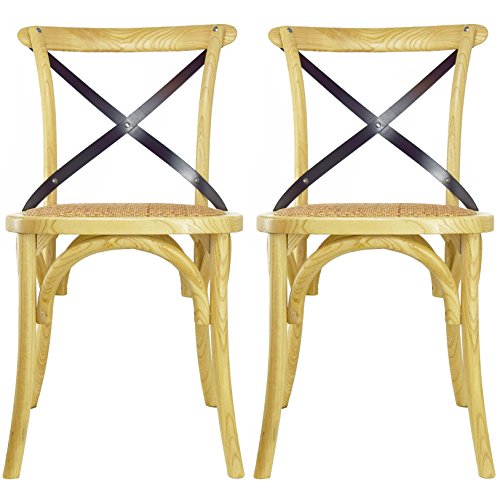 2xhome Set of 2 White Mid Century Modern Farmhouse Antique Cross Back Chair With X Back Assembled Solid Real Wooden Frame Antique Style Dining Chair Side For Accent Chairs Woven Kitchen Task Work Desk