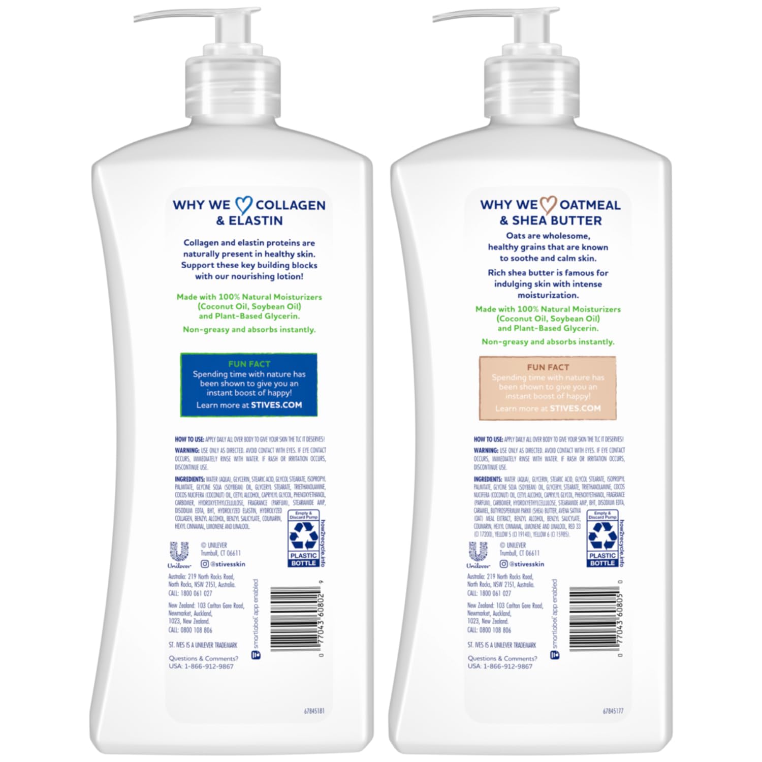 St. Ives Body Lotion Variety Pack – Soothing Oatmeal & Shea Butter Lotion + Renewing Collagen & Elastin, 21 Oz Ea (2 Piece Set)