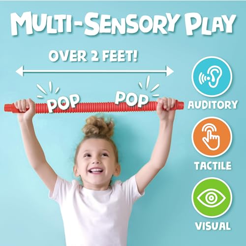 BUNMO Pop Tubes | Sensory Toys | Toddler Toys | Imaginative Play & Stimulating Creative Learning | Hours of Fun for Kids | Tons of Ways to Play | Connect, Stretch, Twist & Pop | 4 Pack Large