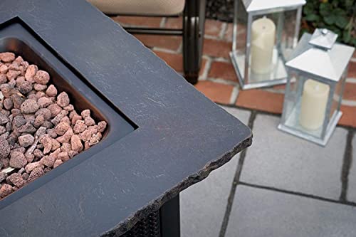 Endless Summer 30 Inch Square 30,000 BTU Outdoor Propane Gas Patio Fire Table with Blue Fire Glass and Protective Cover