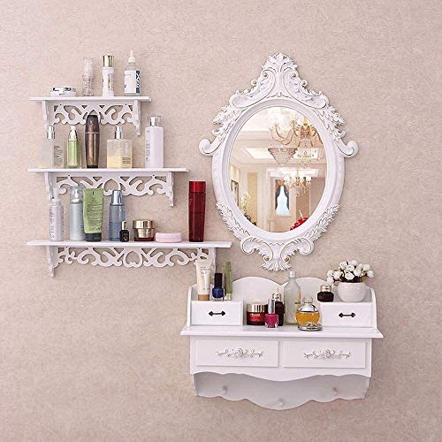Luxury Dressing Vanity Table w/Stool for Bedroom, Modern Retro Wall-mounted Dressing Table Mirror Mini Bedroom Net Red Window Simple Dressing Table(Style 1)