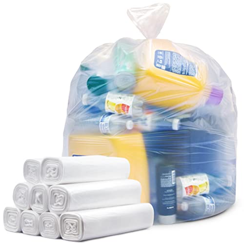 30-33 Gallon Trash Bags Heavy Duty (Value 100/Bags w/Ties) Clear Large Plastic Recycling Garbage Bags. 30 Gal, 32 Gallon Clear Large Trash Bags
