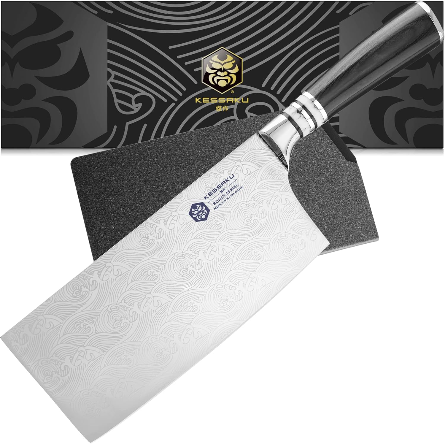 Meat Cleaver Butcher Knife - 7 inch - Ronin Series - Heavy Duty - Razor Sharp - Forged 7Cr17MoV High Carbon Stainless Steel - Wood Handle with Blade Guard