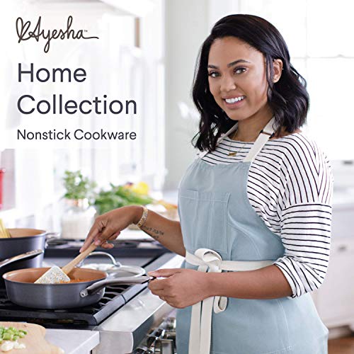 Ayesha Curry Home Collection Hard Anodized Nonstick Sauce Pan/Saucepan with Lid, 4.5 Quart, Charcoal Gray
