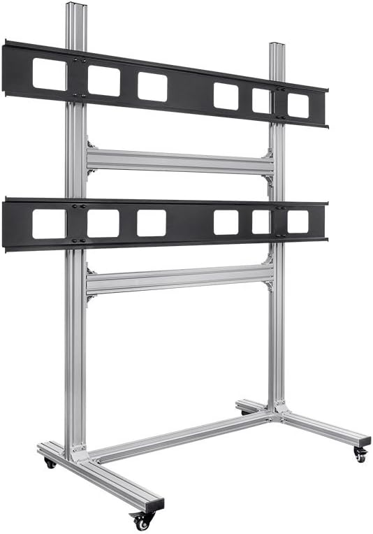 Monoprice 2x2 Video Wall Mount Bracket System Rolling Display Cart with Micro Adjustment Arms - for TVs 32in to 55in, Max Weight 100 Lbs Per Display, VESA Patterns Up to 600x400 - Commercial Series