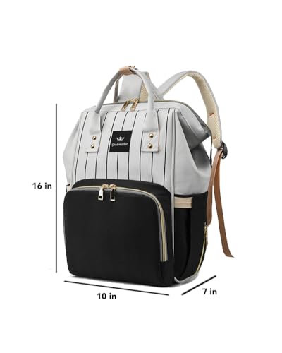 Diaper Bag Backpack, Waterproof Travel Backpack with 3 Insulated Pockets and a Wet Pocket and Stroller Straps (Black)