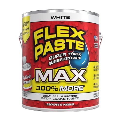 Flex Paste MAX, 12 lb Can, Black, Waterproof Paintable Putty, Spackle Sealant, Fill Gaps Cracks Holes - Block Out Water and Air - UV Resistant - Walls, Drywall, EPDM, Concrete, Roof, RV Repairs