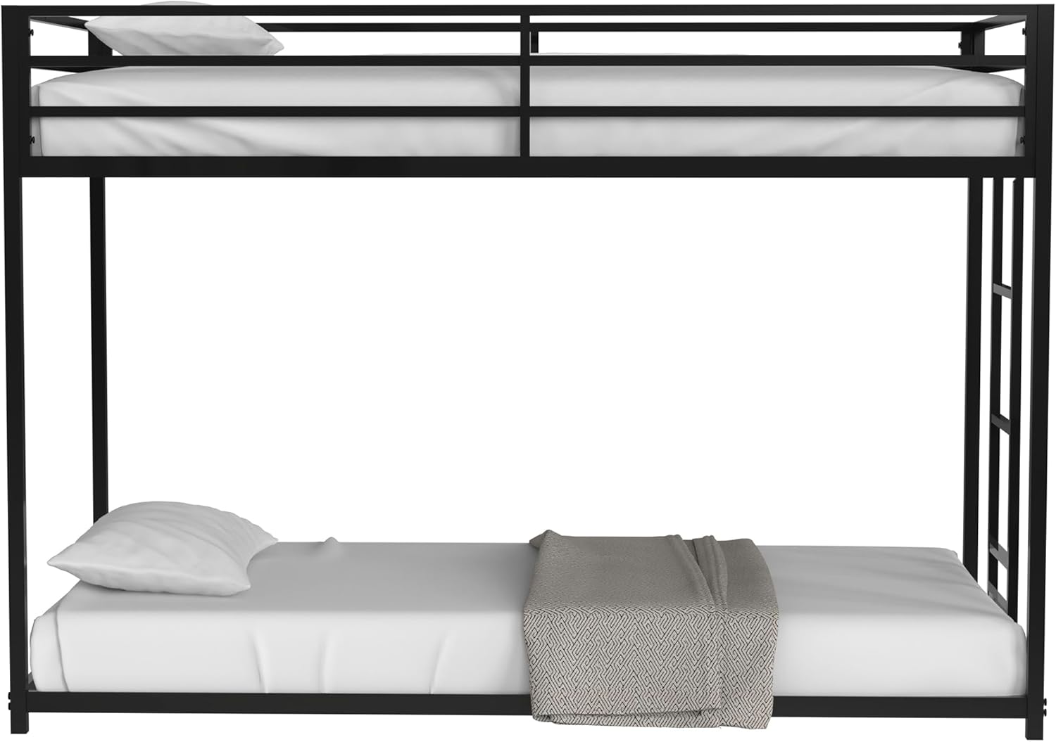 Adam Twin Over Twin Metal Bunk Bed, Sturdy Black Frame, Bedroom Furniture, Space-Saving Design, Easy Assembly, No Box Spring Needed