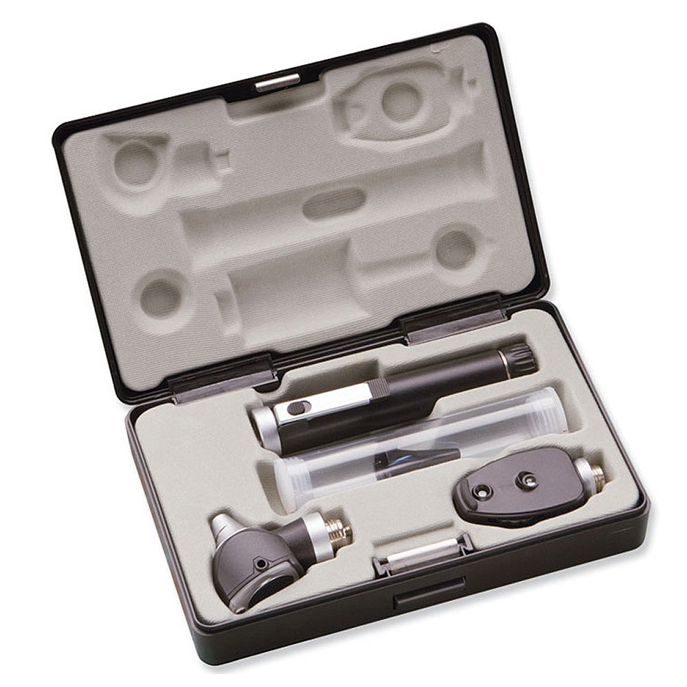ADC Otoscope/Ophthalmoscope Single Handle Diagnostic Set, Pocket Size, Xenon Lamp, 2.5V, Hard Case, Diagnostix 5110E, Black