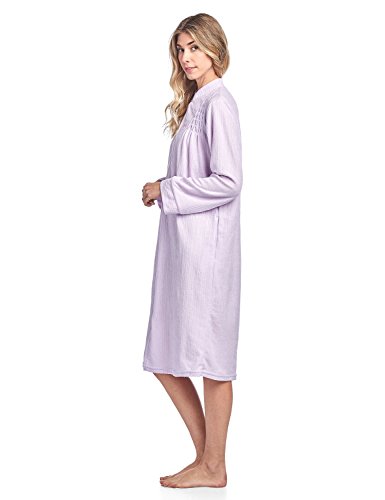 Casual Nights Women's Zipper Front Jacquard Terry Fleece Robe Duster