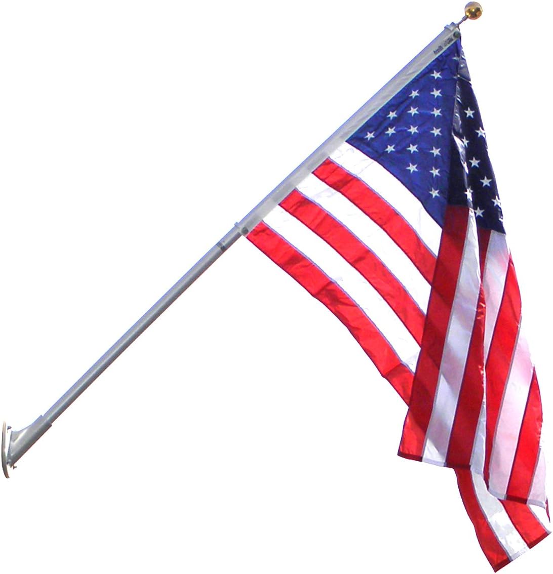 Annin Flagmakers American Flag SolarGuard Nylon Flag, Outrigger Flagpole Kit, 8 Feet (Model 3621)
