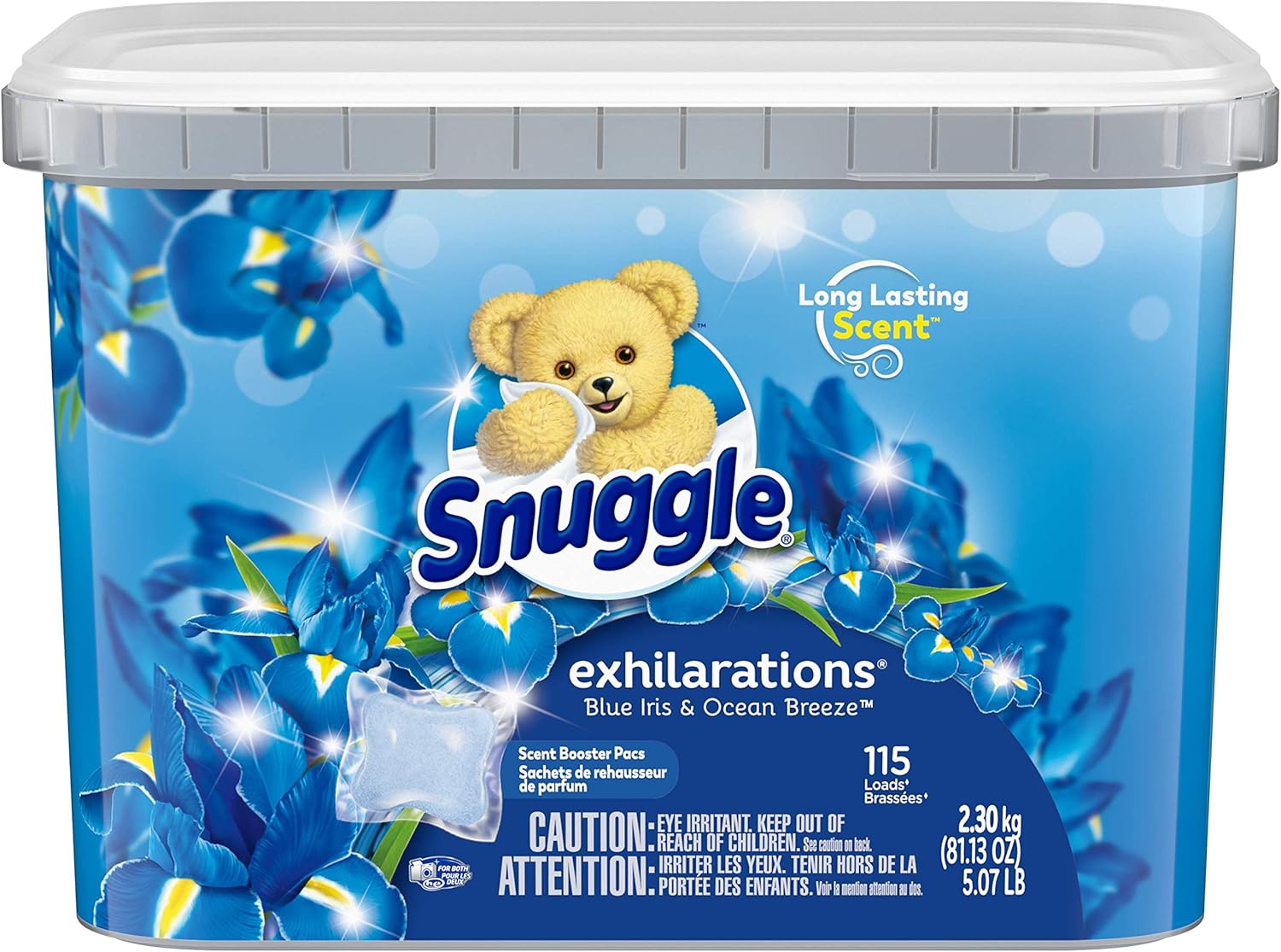 Snuggle Scent Boosters In-Wash Laundry Scent Pacs, Blue Iris Bliss & Ocean Breeze, 115 Count (Packaging may Vary)