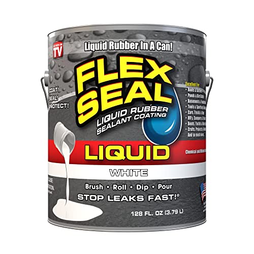 Flex Seal Liquid, 32 oz, White, Liquid Rubber Coating Sealant, Waterproof, Flexible, Breathable, and UV Resistant, Roof Repair, Basements, RV, Campers, Trailers, Marine, EPDM, Masonry