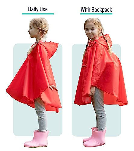 SaphiRose Lightweight Kids Rain Poncho Jacket Waterproof Outwear Rain Coat