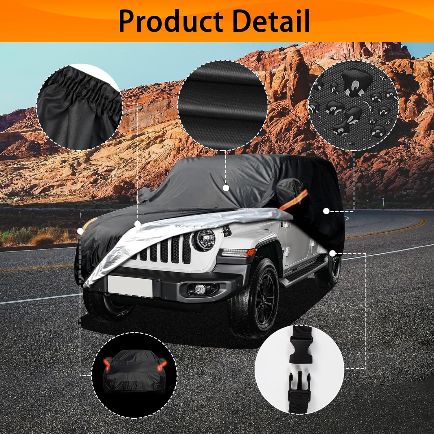 Jeep Wrangler Cover Waterproof 2 Door, All Weather for Jeep Rain Cover for Automobiles, Outdoor Full Exterior for Jeep Covers Fits JK JL TJ YJ CJ