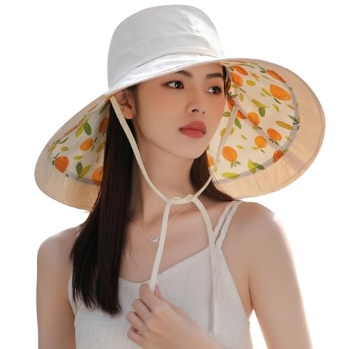 Wide Brim Women Sun Hat Summer Beach Bucket Fishing Hats Metal Wired Edge Packable UV Protection for Hiking Garden Travel