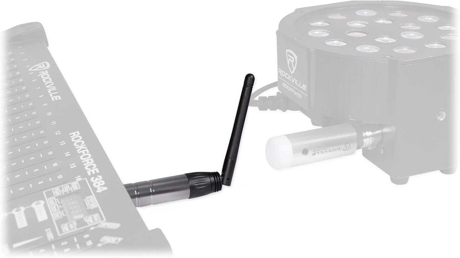 Rockville DMX-WTR Rechargeable Wireless DJ DMX Lighting Transmitter+4) Receivers