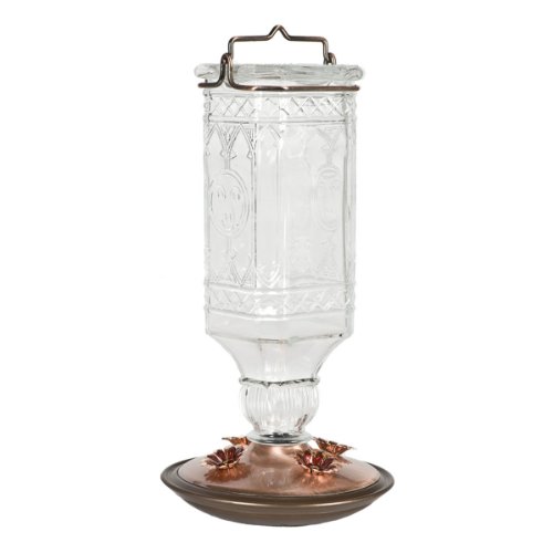 Perky-Pet 8118-2 Glass Antique Bottle Hummingbird Feeder, Clear